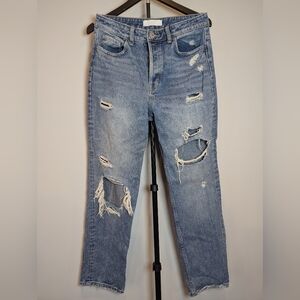 Vervet LA Women's Size 28 Distressed Light Blue Straight Leg Jeans